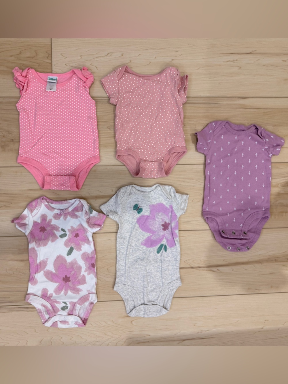 Baby Bodysuits | 5-Piece Set | Disney, Carter’s & Rococo | Size 0-3M